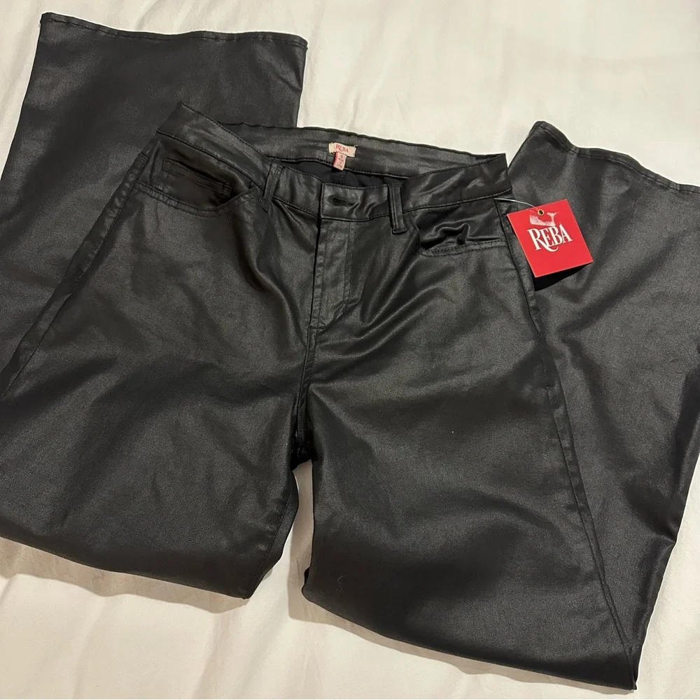 Reba Coated Stretch Denim Jeans High Rise - Picture 1 of 9